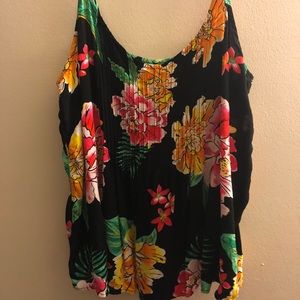 Women's dark floral spaghetti tank